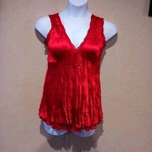 Vintage 90s  Y2k Mds California Red Sleeveless V-Neck Top Size M
